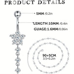 Drperfect Stainless Steel Unique Belly Button Ring with Waist Chain Dangle Rings Bikini Body Chain Waist Chains Fashion Jewelry