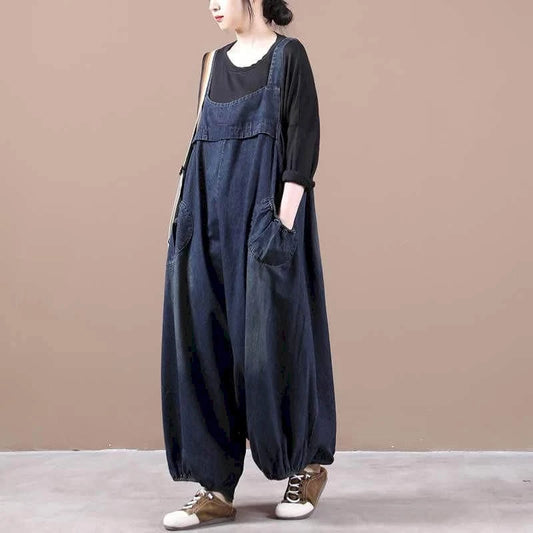Oversized Denim Jumpsuits for Women Korean style Playsuit  Wide Leg Pants Loose Trousers Overalls for Women Clothes One-piece