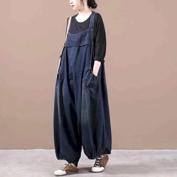 Oversized Denim Jumpsuits for Women Korean style Playsuit  Wide Leg Pants Loose Trousers Overalls for Women Clothes One-piece