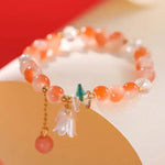 Korean New Lily of the Valley Flower Bracelet For Women Purple Green Blue Colorful Crystal Beaded Elastic Rope Bracelets Jewelry