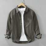 Simple Solid Shirt for Men Cotton Loose Soft Long Sleeve Shirts Classics All-match Men's Clothing