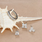 4PCS 18K Gold Plated Flower Round Piercing Earrings Set For Women Stainless Steel Zircon Punk Stud Earring Trendy Jewelry aretes