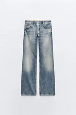 Faionable Casual Straight Leg Jeans mid Waist Patchwork Wide Leg Denim Pants Spring Summer New Arrival Women's Premium Jeans