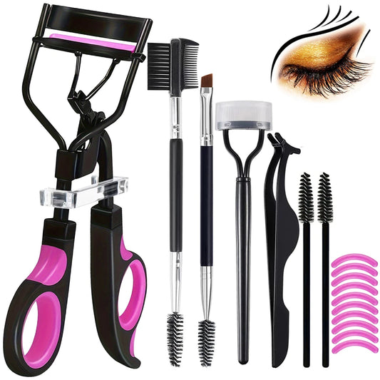 Eyelash Curlers Eyebrow Brush Kit For Women Eyelash Comb Seperator Lash Mascara Wands Brushes Makeup Tool With Silicone Pads