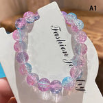 Women's Cracked Quartz Crystal Beaded Round Glass Beads Stretch Bracelet Bangle Bracelets Women Girl Charm Wrap Jewelry