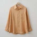 2025 Summer Autumn Long sleeve Linen oversized blouse Basic Shirt