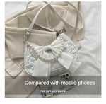 Pearl Female Bag Retro Luxury Designer Handbag Bow Crossbody Bags Fashion Canvas Women's 2023 Trend Shoulder bag Purses