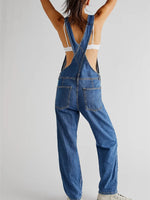 Fashion Denim Overalls for Women Loose Fit Classic Bib Casual Jean Stretchy Denim Overall Jumpsuit Tapered Leg Jean Pants