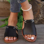 Women's Summer Comfortable Beach Slippers Fashion Braided Band Flat Sandals Woman Lightweight Soft Pu Leather Slippers Plus Size