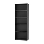 5-Shelf Bookcase with Adjustable Shelves, True Black Oak