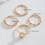 Fashion Big Zircon Statement Rings Set Minimalist High Quality Gold Plated High Quality Crystal Charm Finger Ring Copper Jewelry