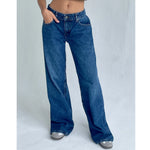 Jeans Women Long Pants Denim Pant Straight Trousers Mom Low Waist Button Pocket Casual Loose Y2k Elegant Autumn Streetwear