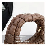 Quilted Embroidered Thread Women's Bag Pleated Cloud Mini Handbags Down Padded Lightweight Clutch Bag Cotton Small Shoulder Bags