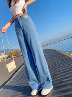 Brand Clothing Summer Soft Natural Lyocell Fabric Women's Jeans Thin Baggy Straight Denim Pants High Waist Casual Trouser Female