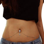 Sexy Dangle Rhinestone Piercing Navel Chain Belly Button Ring with Waist Chain Women Navel Piercing Body Jewelry
