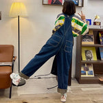 2025 Embroidered Jean Jumpsuits Women New Vintage Baggy Denim Overalls High Street Straight Loose Wide-leg Pants Female