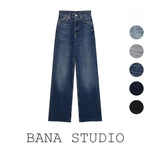 BANA Slim Fit High Waist Long Straight Leg Jeans Women's Premium Denim orts Summer Faion Trend Waed out Effect