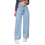 Jeans Women Vintage Wide Leg Pants Denims High Waist Washed Distressed Basics Straight Trousers 2025 Streetwear Floor Length