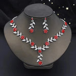 3 Pcs Sweet Jewelry Set Exquisite Rhinestone Pendant Banquet Party Women Fashion Romantic Crystal Necklace Earring Accessory Set