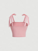 Solid Tie Shoulder Ruched Wide Strap Slim Fit Crop Top for Women Summer 2024 Y2K Clothes Pink Backless Cami Top Streetwear