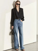 Amii Minimalism Women Jeans 2024 Spring Vintage Denim Pants Loose Wide Leg Pants Women's Casual Pants Female Trousers 12270097