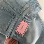 Denim Pant Women Jeans Basics Full Length Straight Wide Leg Pants High Waist Pockets Button Solid Vintage Trousers Casual Denims