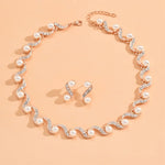 Ladies Elegant Imitation Pearl S-Shape Necklace Earring Set Bridal Clavicle Chain Jewelry for Weddings Women Jewelry Gift