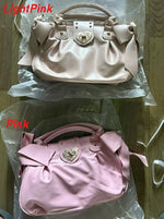 Harajuku Bow Pink Hand Bag Purse Women Japanese Style Soft Casual Crossbody Bag Ladies Sweet Cute Large Capacity Shoulder Bags