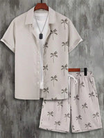 2025 Men's Short-sleeved Shirt Set Luxurious Retro Pattern Print Casual Fashion Daily Summer Vacation