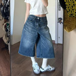 Women's Retro Wide Leg Baggy Casual Denim Shorts Harajuku Aesthetic Blue High Waist Shorts 2024 Summer Fashion Loose Fit Shorts