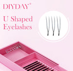DIYDAY U-shaped YY Eyelash Extension Premium PBT Double Layer U Sahpe YY Lashes Ultra Soft Featherlight False Mink Eyelashes