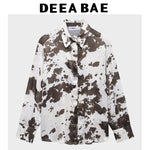 DEEABAE New Spring And Summer Fashion Niche Loose Animal Print Lapel Long-sleeved Shirt High Waist Skirt Suit