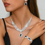 Elegant Bridal Jewelry Set Necklace Earrings with Sparkling Rhinestones Perfect for Weddings Parties