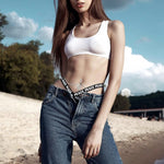 Drperfect Stainless Steel Unique Belly Button Ring with Waist Chain Dangle Rings Bikini Body Chain Waist Chains Fashion Jewelry