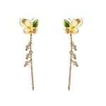 2023  New Gentle Sweet Cute Gardenia Drop Earrings French White Flower Long Pearl Tassel Earrings for Women Party Jewelry Gifts