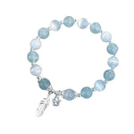 Hot Selling Star Feather White/Sky Blue Crystal Beaded Strand Women's Bracelets Fashion Jewelry Accessories Wholesale YBR1228