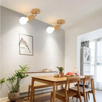 Wooden Spotlights Surface Mounted Household LED Rotating Ceiling Light Living Room Background Wall Lamp Track Lighting For Home