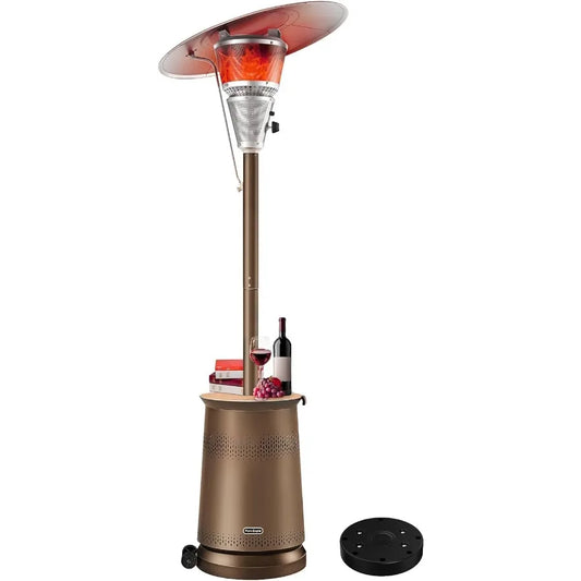 50000 BTU Patio Heater for Outdoor Use With Adjustable Heat Focusing Top Portable Propane Patio Heater with Wheels Stainless St