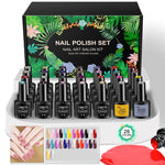 LNWPYH Gel Nail Polish Set Nail Gel Kit 26 Color Semi Permanent UV Led Gel Varnish Soak Off Nail Lacquers Base Coat Top Coat Kit