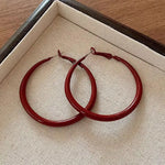 Ankela Red Big Round Hoop Earrings for Women Trendy Simple Hyperbole Geometric Circle Huggie Loop Jewelry Brincos Bijoux Gift