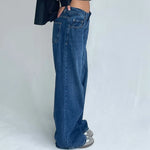 Women Y2K Low Rise Baggy Jeans Retro Aesthetic Loose Fit Boyfriend Straight Wide Leg Jeans Trendy Stretch Long Denim Pants