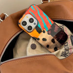 New retro four-color leopard pattern stitching phone case for IPhone 16 16pro 16promax 15 15promax 14 14pro 13 13pro 12 12pro