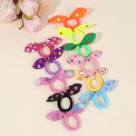 30Pcs Bunny Ears Elastic Hair Bands Cute Dot Flower Print Hair Tie For Baby Girls Random Color Mix Rope Kid Headwear Accessories