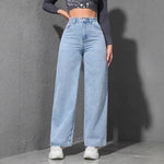 Jeans Women Vintage Wide Leg Pants Denims High Waist Washed Distressed Basics Straight Trousers 2025 Streetwear Floor Length