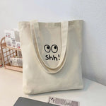 Shh Simple Paint Cavas Bag Women Large Capacity Canvas Handbag Daily Single Shoulder Bag Shopping Bag