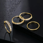 Colors Shiny Cubic Zircon Women Rings Gold Color Female Daily Wear Stylish Colorful Rings Anniversary Girl Gift Jewelry