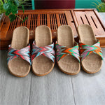 Linen slippers for women in summer indoor couple home anti slip thick soled home cool slippers for men in summer