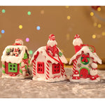 Christmas Theme LED Pendant Snowman Gingerbread Santa Claus Light House Soft Pottery Hanging Tree Home New Year Party Decoration