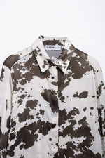 DEEABAE New Spring And Summer Fashion Niche Loose Animal Print Lapel Long-sleeved Shirt High Waist Skirt Suit