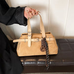 Belt Buckle Design Top-handle Bags For Women Soft Suede Large Capacity Shoulder Cross Body Bag 2024 Winter New Designer Handbags